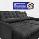 Ver imagem 2 de Sofá sem Caixa Retrátil 1,60m Softgel Celeste Velusoft Preto Cama Inbox