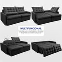 Ver imagem 5 de Sofá sem Caixa Retrátil 1,60m Softgel Celeste Velusoft Preto Cama Inbox