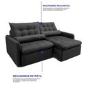 Ver imagem 6 de Sofá sem Caixa Retrátil 1,60m Softgel Celeste Velusoft Preto Cama Inbox