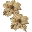 Ver imagem 1 de Kit 2 Flores Artificial Glitter Dourado Madeira Natal 25cm