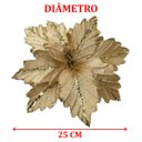 Ver imagem 4 de Kit 2 Flores Artificial Glitter Dourado Madeira Natal 25cm