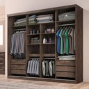 Ver imagem 3 de Guarda Roupa Casal Sevilha 3 Pts Correr 6 Gav C/ Porta Espelho Inteiro Moldura Alumínio Chocolate/