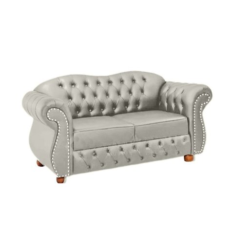 Namoradeira Chesterfield Merlo 2 Lugares - Veludo Cinza Prata / Decoração, recepção, sala tv estar