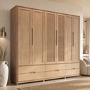 Ver imagem 3 de Guarda Roupa Casal Benton F06 6 Portas de Bater 6 Gavetas Madeira Maciça Tauari Lyam Decor