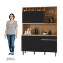 Ver imagem 6 de Cozinha Compacta 130cm com 6 Portas 1 Gaveta Alice Preto/amêndoa - Ajl Móveis