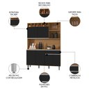 Ver imagem 4 de Cozinha Compacta 130cm com 6 Portas 1 Gaveta Alice Preto/amêndoa - Ajl Móveis