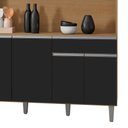Ver mais imagens de Cozinha Compacta 130cm com 6 Portas 1 Gaveta Alice Preto/amêndoa - Ajl Móveis