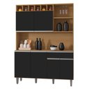 Ver imagem 3 de Cozinha Compacta 130cm com 6 Portas 1 Gaveta Alice Preto/amêndoa - Ajl Móveis