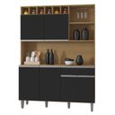 Ver imagem 1 de Cozinha Compacta 130cm com 6 Portas 1 Gaveta Alice Preto/amêndoa - Ajl Móveis