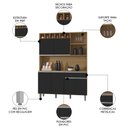 Ver imagem 3 de Cozinha Compacta 130cm com 6 Portas 1 Gaveta Alice Preto/amêndoa - Ajl Móveis