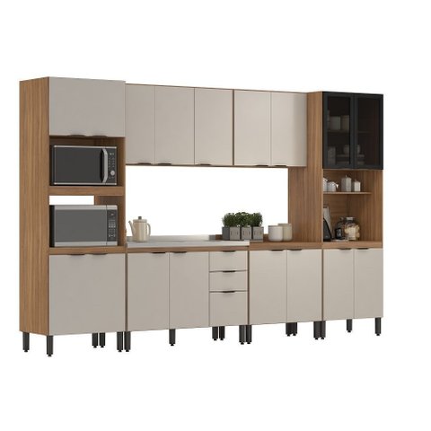 Cozinha Modulada 340m Firenze C/ Balcão 120m de Pia S/ Tampo -amêndola Touch/ Nude Prime Tx Demóbile
