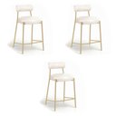 Ver imagem 2 de Banqueta Cozinha Alta com Encosto Kit 3 Industrial Champanhe Londres PU Facto D03 - D'Rossi