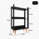 Ver imagem 6 de Estante para Livro com Pés de Madeira Maciça Decoração para Sala ou Quarto - Preto