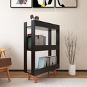 Ver imagem 7 de Estante para Livro com Pés de Madeira Maciça Decoração para Sala ou Quarto - Preto