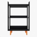 Ver imagem 5 de Estante para Livro com Pés de Madeira Maciça Decoração para Sala ou Quarto - Preto