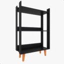 Ver imagem 3 de Estante para Livro com Pés de Madeira Maciça Decoração para Sala ou Quarto - Preto