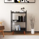 Ver mais imagens de Estante para Livro com Pés de Madeira Maciça Decoração para Sala ou Quarto - Preto