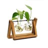 VASO HIDROPONICO KIT 2 EM 1 HIDROPONIA DECORACAO SALA ESCRITORIO EM VIDRO E MADEIRA LUXO - 1