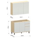 Ver imagem 4 de Kit Armário Aéreo 3 Portas e Balcão de Pia 120 Cm Aurora Cinza Cristal Pet/cinza Cristal