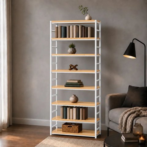 Estante Multiuso Organizador Livreiro Estilo Industrial 180x70 Branco Natural