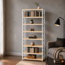 Ver imagem 1 de Estante Multiuso Organizador Livreiro Estilo Industrial 180x70 Branco Natural