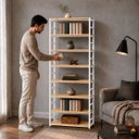 Ver imagem 3 de Estante Multiuso Organizador Livreiro Estilo Industrial 180x70 Branco Natural