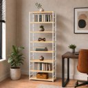 Ver imagem 2 de Estante Multiuso Organizador Livreiro Estilo Industrial 180x70 Branco Natural