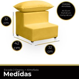 Escada 2 Degraus para Maca Estetica com Almofada Escadinha Estetica Clinica Cilios Tatuagem Escada D - 5