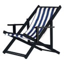Ver imagem 1 de Espreguiçadeira Dobrável Madeira Maciça Black com Tecido Listrado Azul/Branco