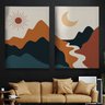 Quadro Decorativo 2 Telas Paisagem Minimalista Diversos Tamanhos - 1