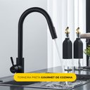 Ver imagem 6 de Torneira Misturador Monocomando Extensível Cozinha Gourmet de Bancada Aço Inox 304 Preta Brinovar