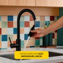Ver imagem 7 de Torneira Misturador Monocomando Extensível Cozinha Gourmet de Bancada Aço Inox 304 Preta Brinovar