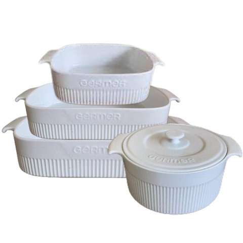 Assadeiras e Travessas Refratarias de Porcelana Branca 4un Germer