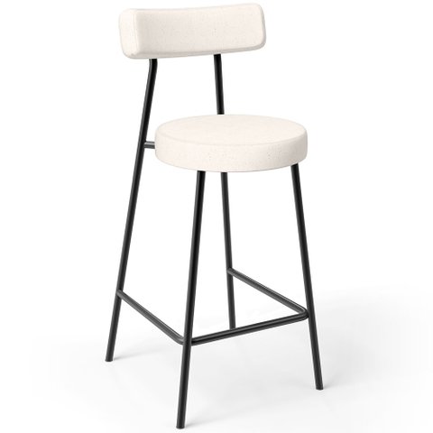 Banqueta Baixa para Cozinha Sala de Jantar Bar Bancada Milão L02 Linho Cru - lyam decor Lyam Decor B