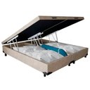 Ver imagem 3 de Cama Box Baú Casal Bipartido Suede Mega Cama Bege 138x188x45cm