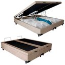 Ver imagem 1 de Cama Box Baú Casal Bipartido Suede Mega Cama Bege 138x188x45cm