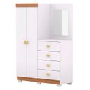 Ver imagem 3 de Guarda Roupa Cômoda com Espelho 120cm Cristal Flex Branco - Vila Rica