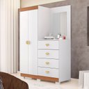 Ver imagem 4 de Guarda Roupa Cômoda com Espelho 120cm Cristal Flex Branco - Vila Rica