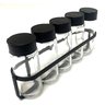 Porta Tempero Condimento 5 Potes Vidro Tampa Dosadora Suporte Preto Organizador de Parede - 3