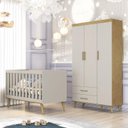 Ver imagem 1 de Berço Americano e Guarda Roupa Infantil Ambiente Ludmila Off White Bétula - Carolina Baby