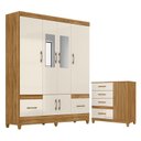 Ver imagem 1 de Guarda Roupa Casal Ms912 com Espelho e Cômoda Vênus com Pés Freijó Off White – Moval