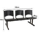 Ver imagem 2 de Kit 07 Cadeiras Longarinas Plásticas 03 Lugares - Cor Preto - Realplast - 23005