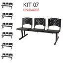 Ver imagem 1 de Kit 07 Cadeiras Longarinas Plásticas 03 Lugares - Cor Preto - Realplast - 23005