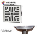 Ver imagem 3 de Ralo Pluvial 20x20 Alumínio Concova Coletor Marrom Saída Baixa para Tubo de 100mm