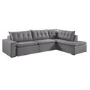 Ver imagem 2 de Sofá Retrátil 6 Lugares 316cm com Chaise a Direita de 91cm Presidente Cinza