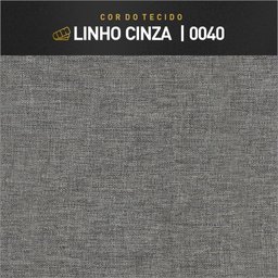 Puff Banqueta Noé Luxo Madeira Maciça Gustavo Decor Linho Cinza - 4