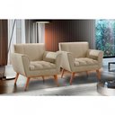 Ver imagem 2 de Poltrona Lyz Luxo Madeira Maciça Castellar Móbile Linho Bege Linho Bege