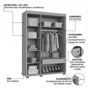 Ver imagem 4 de Guarda Roupa Multiuso Quarto Solteiro Belize 100% Mdf - Branco