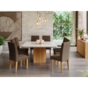 Ver imagem 1 de Conjunto Sala de Jantar Mesa Ana 130x130 cm e 8 Cadeiras Maia Nature/Off White/Mascavo Cimol
