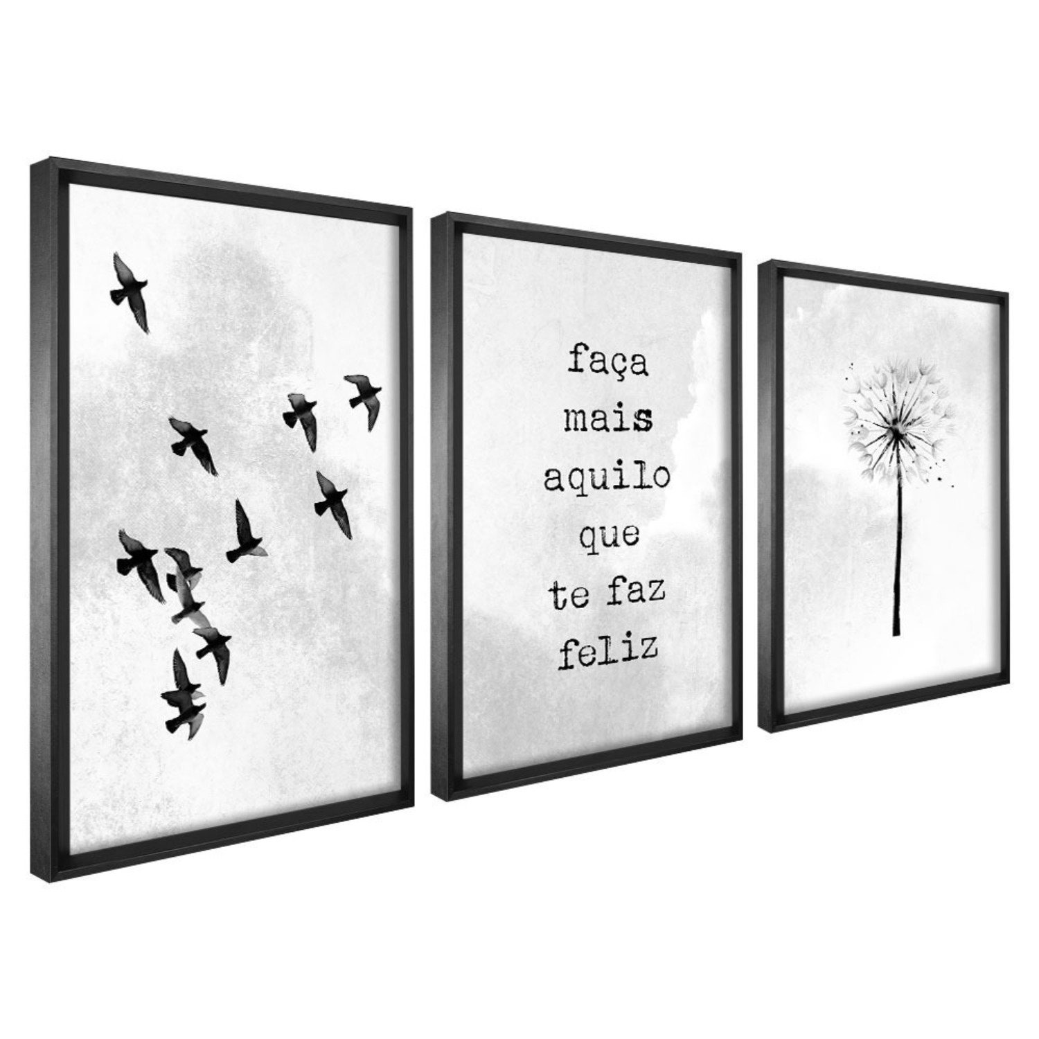 Quadro Decorativo 3 Telas Aquilo que Te Faz Feliz Diversos Tamanhos - 1